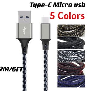 Cable Micro Usb tipo C de carga rápida de 2M/6 pies Cables de red de pesca trenzados para Samsung s8 s10 htc lg teléfono móvil android