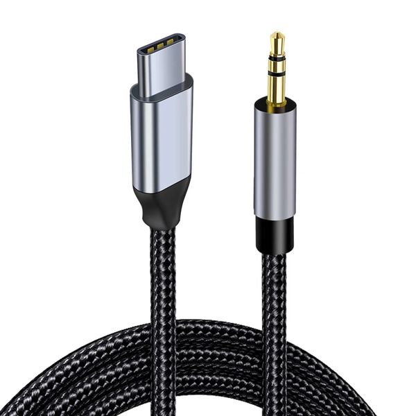 Cable auxiliar de 2m y 6 pies tipo C a 3,5mm, Cable de altavoz, Cable de Audio para auriculares de coche, convertidor USB C, altavoz Jack para Samsung Xiaomi Redmi