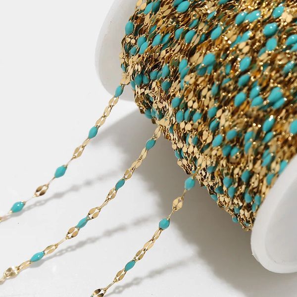 2m 8 styles chaînes de liaison lèvre en émail bleu en acier inoxydable pour bracelet de collier pour femmes fabriquant un nickel imperméable gratuit 240410