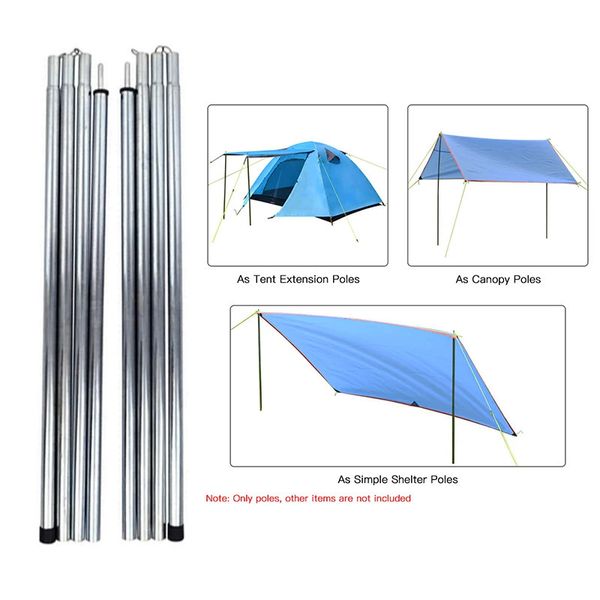 2M Réglable de pôle de pôle auvent en fer Pôle 2 Pack de support ultraliers compacts pour le camping Shelter Tarpaulin Canopy 240417