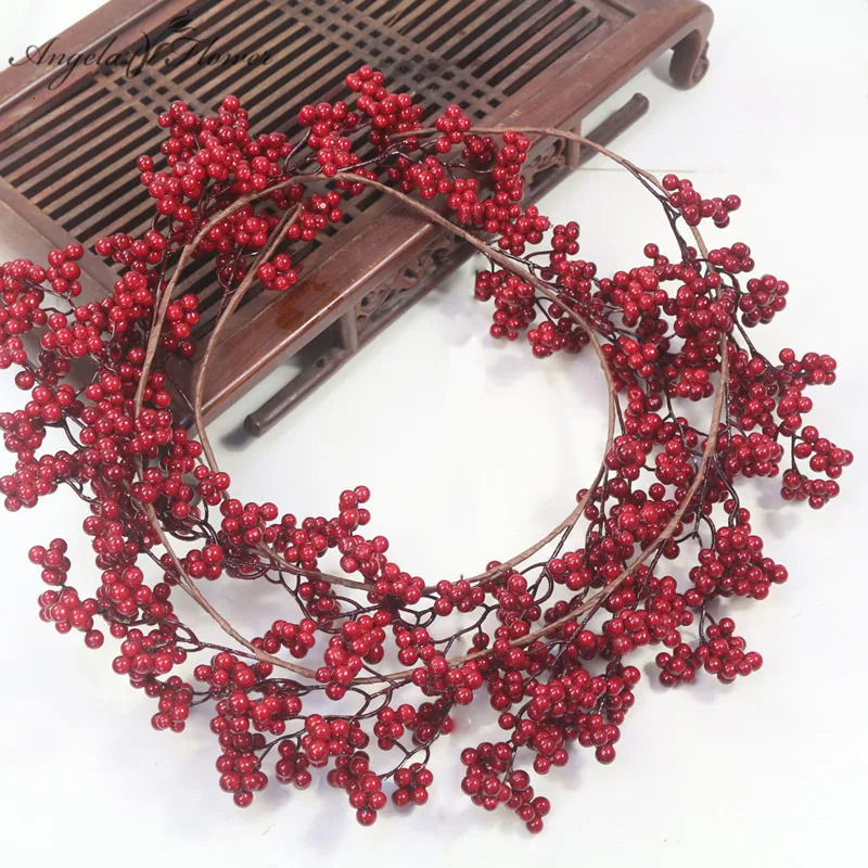 2M Christmas Garland Artificial Berry Plants Vine Green Red Garden Decoration Home Accessories Po Props 240127