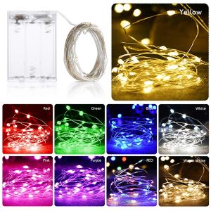 Guirlande lumineuse féerique LED en fil de cuivre de 2m, alimentée par batterie, pour vacances, noël, décoration de fête de mariage