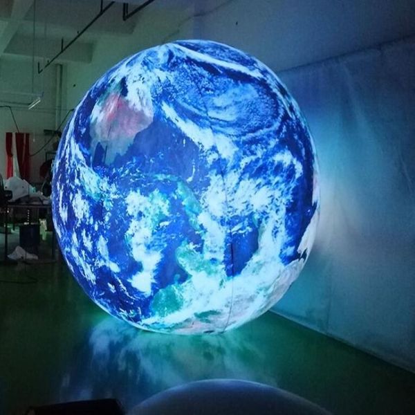 Boule de terre gonflable LED suspendue de 2m, boules géantes gonflables pour événements, décoration 2291