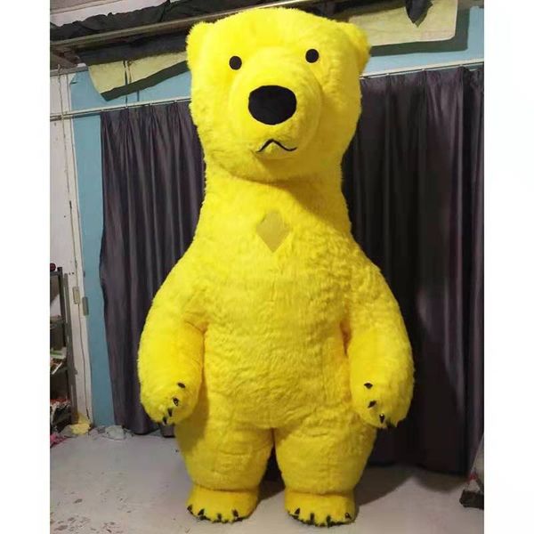 Mascotte d'ours polaire jaune gonflable de 2M de haut, pour la cérémonie d'ouverture du parc à thème, tenues de carnaval pour fête, mascottes personnalisées