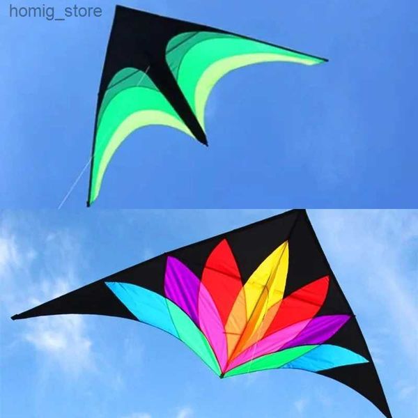 Livraison gratuite 2m Grand Delta Kite Flying Toys Line Kids Kites Factory Kites Kites Flight Kite String Reel Beach Wind Parrot Game Y240416