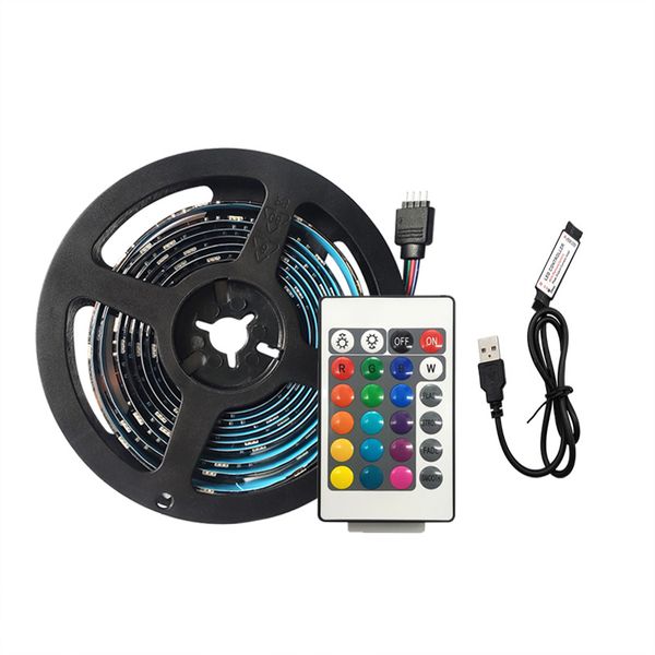 2M LED bande RGB 5050 SMD DC5V bande de changement de couleur pour TV rétro-éclairage USB bande lumineuse avec 24 touches télécommande chambre décoration