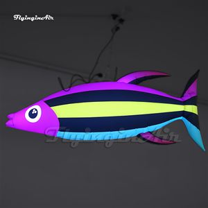 2m Long LED poisson gonflable Animal marin Air sauter ballon de poisson Tropical coloré avec lumière pour la décoration de plafond de magasin