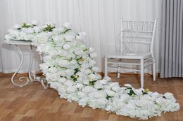 2m Luxury White Rose Hortensia Artificial Flower Row Runner Road Cited Floral for Wedding Party DIY Decoration9268437