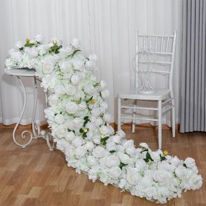 2M Luxe Witte Roos Hortensia Kunstbloem Rij Runner Arch Road Aangehaald Bloemen Voor Bruiloft DIY Decoratie ZZ