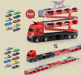 2m ongevouwde vouwvervorming Ujectie Big Truck Alloy Sportacouten Model voor het opslaan van multifunctionele traagheid Truck Kids speelgoedcadeau 240409