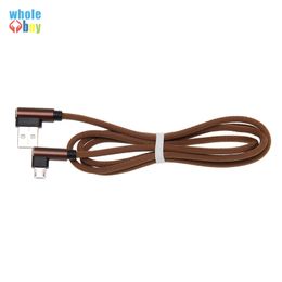 2m groothandel hoge kwaliteit 90 graden L-vormige stof game kabel micro / type C USB-gegevenskabel voor Xiaomi Huawei HTC Samsung