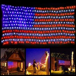 2m x 1m nieuwigheid Led Flag Net Lights of USA for Festival Holiday Decoration Garden Indoor Outdoor Waterdichte 110 V US Plug Y200903
