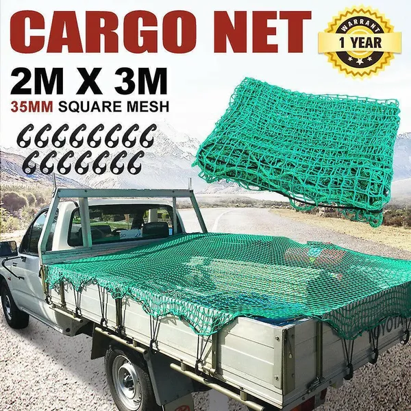 Filet de chargement 2M x 3M, remorque Ute pour camion, cordon élastique en maille de 35mm avec 15 crochets