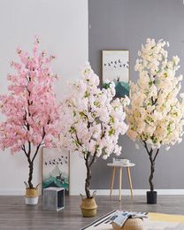 Árbol de flores de cerezo artificial de 2M66FT de altura con jarrón para el hogar, sala de estar, bonsái, plantas de mesa, decoraciones de boda DIY 2605333