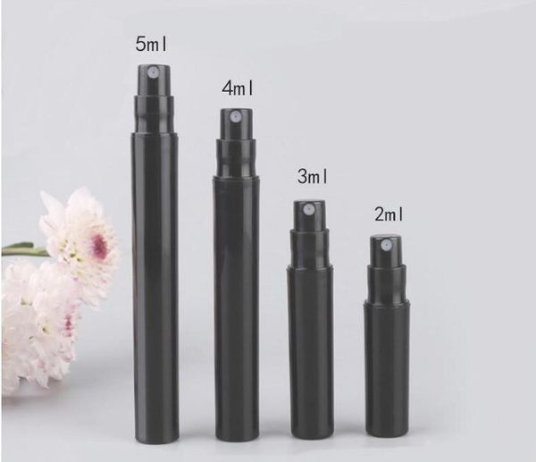 2 ml 3 ml 4 ml 5 ml bouteilles d'échantillon de parfum en plastique noir avec pompe de pulvérisation stylo pulvérisateur bouteille mini flacons de parfum SN6199