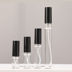 Bouteille vide en verre à baïonnette de 2 ml 3 ml 5 ml 10 ml avec tête de pulvérisation en plastique noir pour emballage de parfum