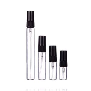 2ml 3ml 5ml 10ml Botella de vidrio de perfume Negro transparente Mini Cosméticos Vacías Muestra de vidrio delgado 284