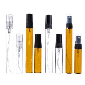 2ml 3ml 5ml 10ml Bouteille de pulvérisation portable Bouteilles en verre transparent rechargeables Échantillon Flacon Atomiseurs cosmétiques Conteneur pour le nettoyage Voyage