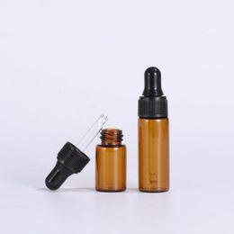 2 ml 3 ml 5 ml Mini botella cuentagotas de vidrio ámbar Contenedor de muestra Aceite esencial Perfume Pequeñas botellas portátiles Eispu