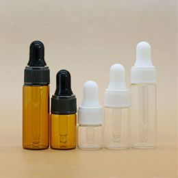 2ml 3ml 5ml mini frasco conta-gotas de vidro âmbar recipiente de amostra de óleo essencial perfume minúsculos frascos portáteis bdfhc