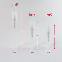 Bouteille de parfum en plastique transparente de taille mini de 2 ml 3 ml 6 ml avec flacon d'échantillonneur de pulvérisateur à brume fine 100pcs / lot Gjsng