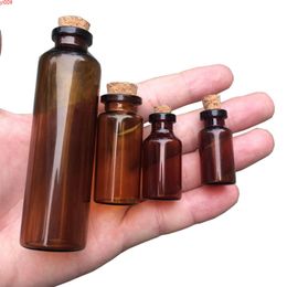 2 ml 5 ml 10 ml 50ml Amber Glass-injectieflacons met Cork Lege Kleine Bruine Tiny Jars Mini Flessen Containers 100pcsjars