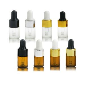 2ml CLEAR AMBER GLASSER Boutons de gouttons portables Aromathérapie Essentialial FIALS