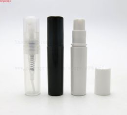 2 ml heldere witte zwarte plastic spuitfles verstuiver parfum flessen 2cc krimphals verstuiver vloeibare container 5pcshigh qualTity