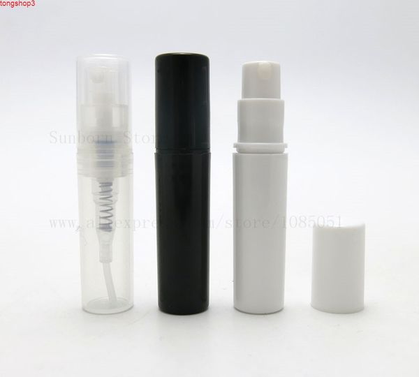 2ML Clear Blanc Blanc Black Plastury Bouteille Atomizer Bouteilles Flacons de parfum 2CC Régument à cristé Rétention de liquide Conteneur de liquide 5pCshigh Qualtitude