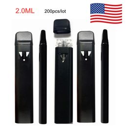 2 ml Disposable Vape Pen USA Stock E-cigarette 2 grammes Pod Cerradges de bobine en céramique Huile Épais Pens vides Pens rechargeables 350mAh Batter