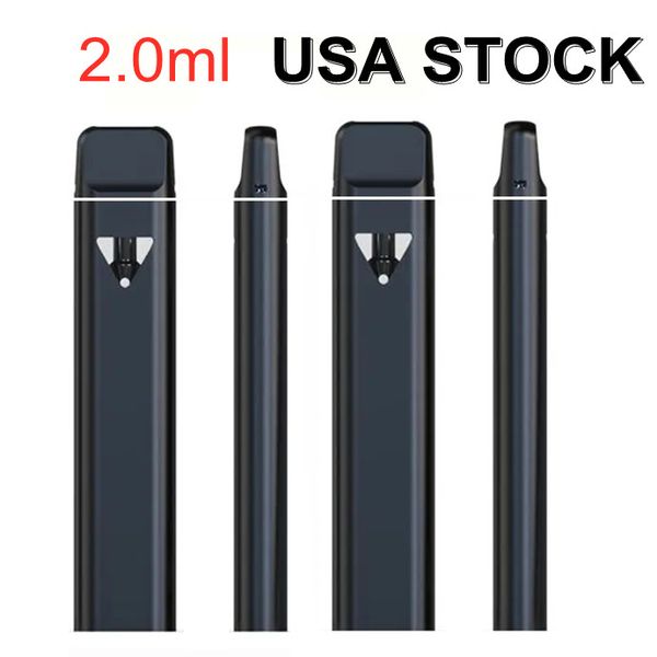 2 ml stylo vape jetable USA STOCK E-cigarette Pod chariots huile épaisse stylos plats vides rechargeable 350 mah batterie vaporisateur à bobine en céramique logo personnalisé 200 pcs/lot