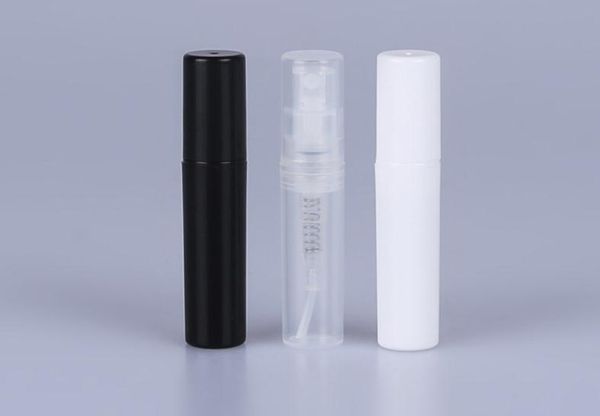 2 ml Mini Échantillon Portable Bouteille De Parfum En Plastique Transparent Noir Blanc Couleur Pulvérisation Bouteille Rechargeable Effacer Vide Petites Bouteilles SN1540