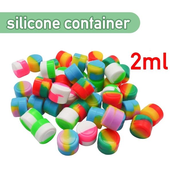 Récipient en Silicone antiadhésif 2ML pot de cire à l'huile antiadhésive Dab boîte de rangement bocaux en Silicone voyage crème pour le visage contenants liquides