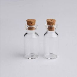 Flacons de 2 ml Bouteilles en verre transparent avec bouchons Mini bouteille en verre Bouchon en bois Pots d'échantillon vides Petit 16x35x7mm HeightxDia Bouteille de souhait artisanale mignonne Iqdv