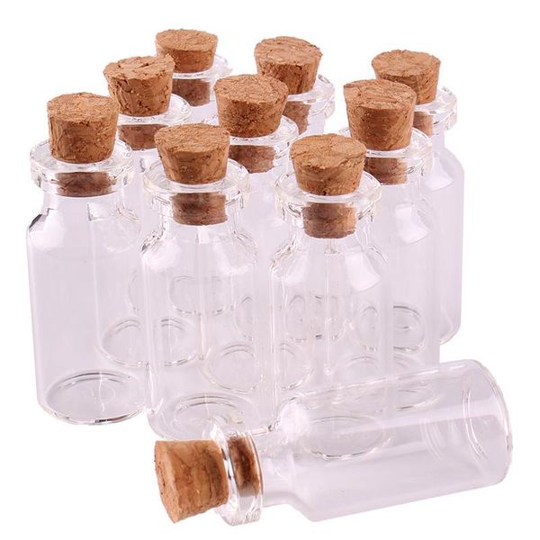 Flacons de 2ml en verre transparent avec bouchons, Mini bouteille en verre, bouchon en bois, bocaux d'échantillon vides, petit artisanat mignon 16x35x7mm