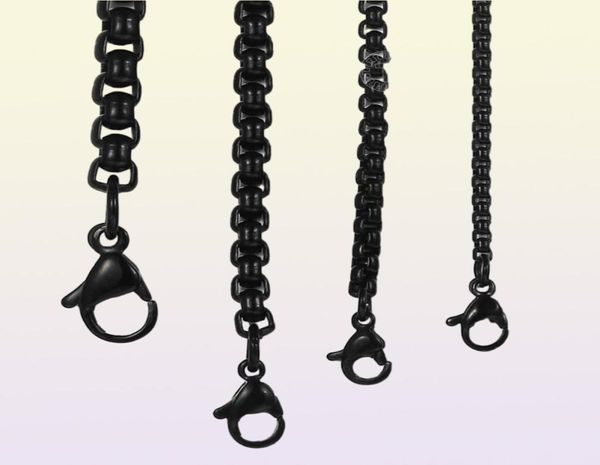 2mm 3mm 5mm boîte ronde noire lien chaîne collier pour hommes garçon chaîne en acier inoxydable collier entier goutte bijoux KNM1183490875
