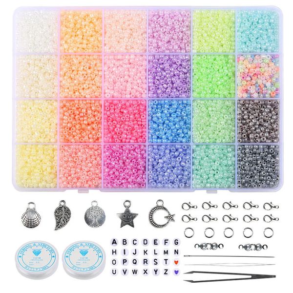 Boîte de perles de rocaille de 2 mm 3 mm pour la fabrication de bijoux de bracelet à bricoler soi-même 24 couleurs petit artisanat perles tchèques kit mini perles accessoires en gros 231229