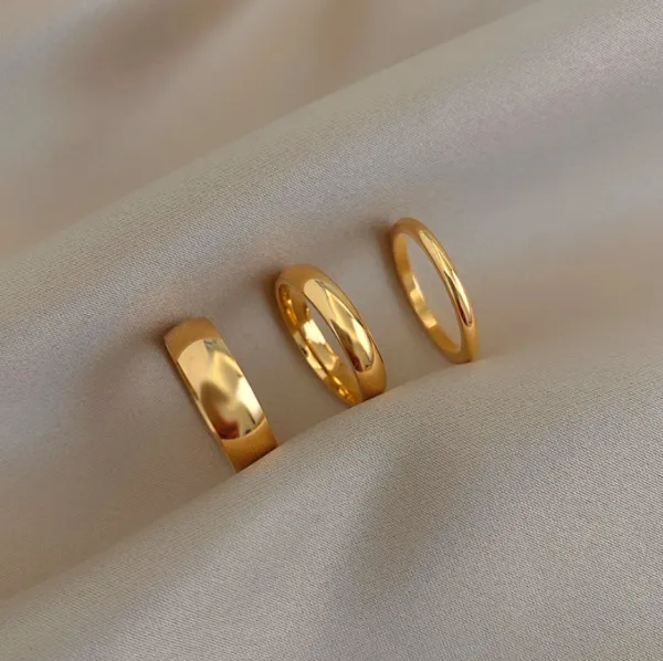 Anillos de nudillos de Color plateado chapado en oro amarillo de 14k de 2mm, 4mm, 6mm, anillos de oro minimalistas para mujer