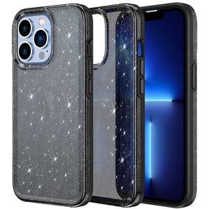 2 mm bling glitter transparante pantserverdediger cases harde plastic acryl tpu kristalheldere bescherming van militaire graad schokdicht voor iPhone 14 13 12 Mini Pro Max