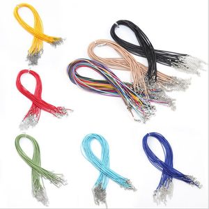 Accesorios de joyería DIY de 2mm, componentes de collar de alambre, colgante de cuerda de cuero negro, cadena de clavícula, cierre de langosta, accesorios multicolores