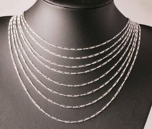 2mm Figaro Chains 925 Bijoux en argent sterling pour collier à faire soi-même Chaîne avec fermoirs de homard Taille 16 18 20 22 24 26 28 30 pouces