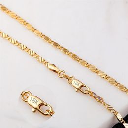 2mm chaînes plates mode luxe femmes bijoux 18 carats plaqué or collier chaîne hommes 925 argent plaqué chaînes colliers cadeaux bricolage accessoires