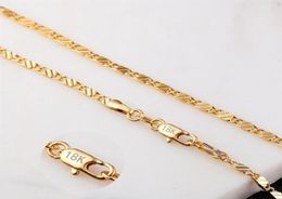 2 mm platte ketens mode luxe dames sieraden 18k goud vergulde ketting ketting heren 925 verzilverde ketens kettingen geschenken diy acce8606218