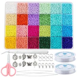 Kit de fabrication de bijoux en perles de rocaille en verre de 2 mm, perles de lettres de l'alphabet, ensemble de petites perles avec accessoires pour bracelets, fabrication de bricolage, artisanat d'art 231229