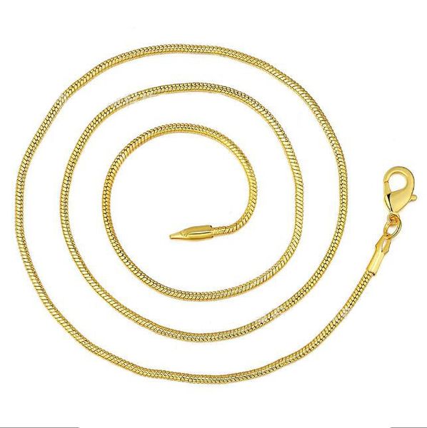 Collar de cadena de serpiente de oro de 2 mm 16 18 20 22 24 26 28 Cadenas de 30 pulgadas Joyería de diseñador Precio de fábrica al por mayor