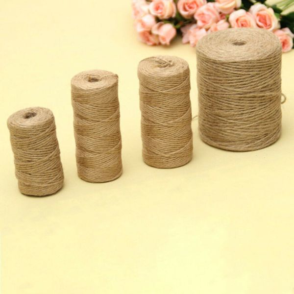 2 mm Natural Fine Jute Twine Rope Cordón de hilo de cáñamo vintage para artesanías hechas a mano de bricolaje Material de decoración de bodas de jardinería