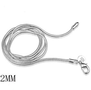 2MM Snake Chain 925 Verzilverd Slangen Bot Kettingen Vrouwen Choker Ketting Unisex Ontwerp 16 Tot 24 Inch Wholesale222