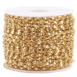 2 mm roestvrijstalen platte kabelketen koele kettingen, 5 meter/rol, niet vervagen, gouden lipverbindeketen fit hanger diy armband ketting sieraden bevindingen maken