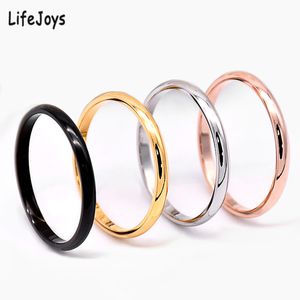 2mm Acier Inoxydable Mince Anneau Rose Or Noir Pour Femmes Hommes Minimaliste Bijoux Fête Simple Mode Cadeau Taille 3 À 10 220719