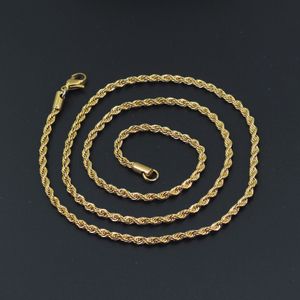 2MM Acier Inoxydable Torsion Mince Corde Chaîne Ras Du Cou Couches Hip Hop Hommes Femmes Or 18K Chaîne En Argent Collier Cool Jeune Bijoux Beau Cadeau 16 18 20 22 24 pouces